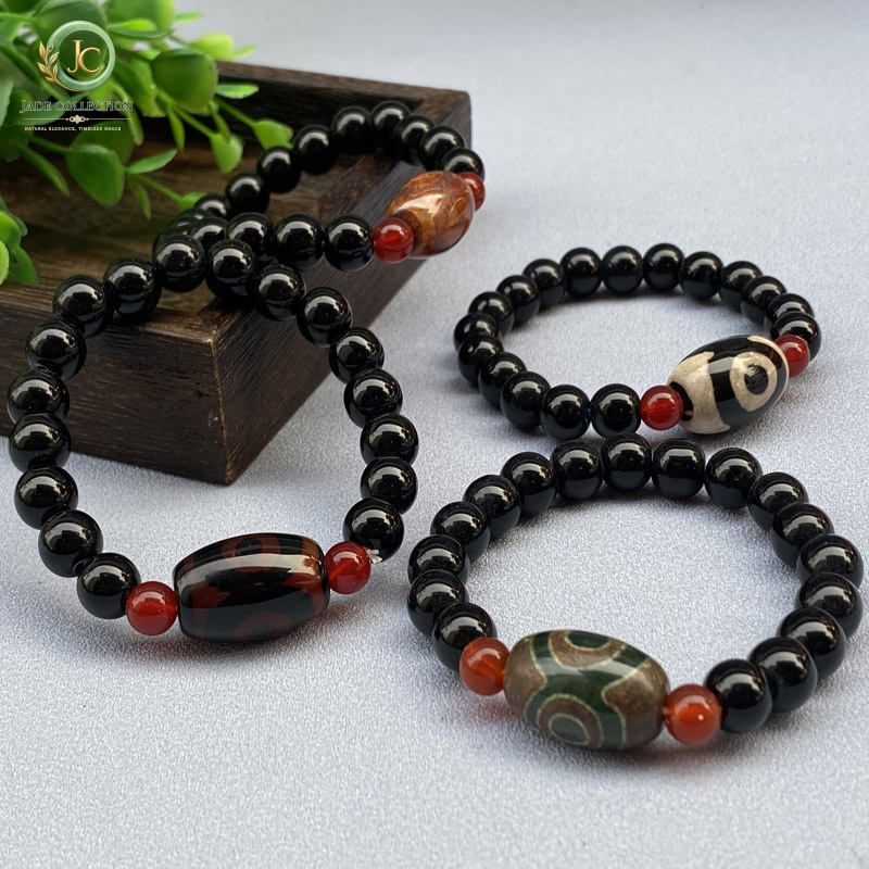 Street Fashion Vendors - Three-Eyed Dzi Bead Agate Bracelet with