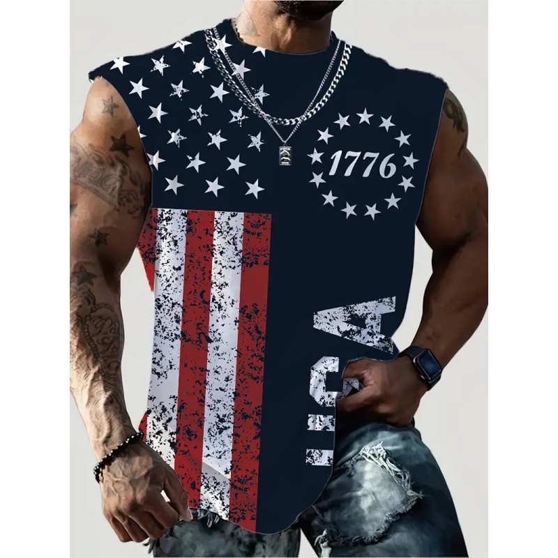 Street Fashion Usa - 3D Print American Flag Tank Tops