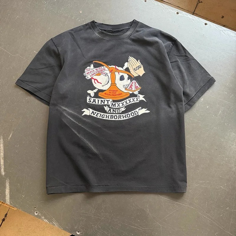 Retro SAINT logo short sleeved - đánh giá và giá Street Fashion Logo