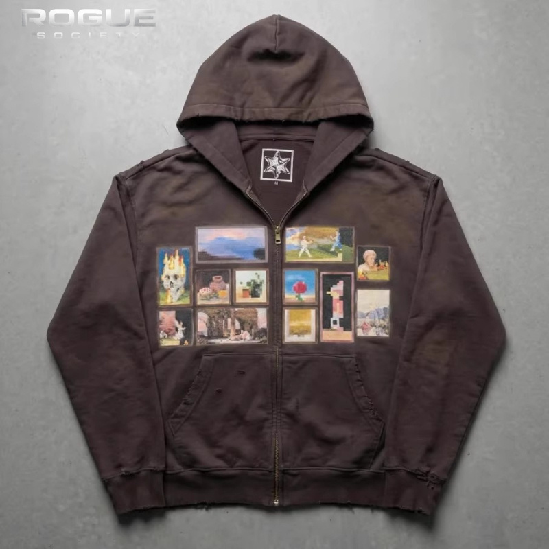 Korean Vintage Art Print Men C - đánh giá và giá Graphic Hoodie Streetwear