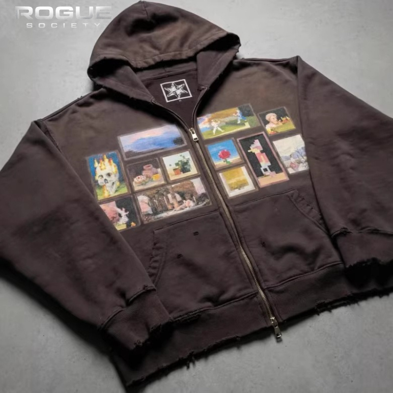 Korean Vintage Art Print Men C - đánh giá và giá Graphic Hoodie Streetwear