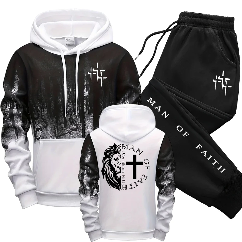 Man of Faith Pattern Men's Set - đánh giá và giá Street Fashion Art
